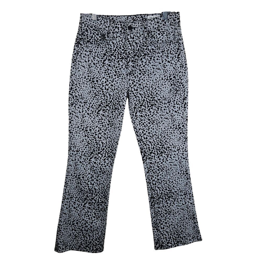 Rag & Bone Hana Gray High Rise velvet Cheetah Print Bootcut Crop Jeans Size 27